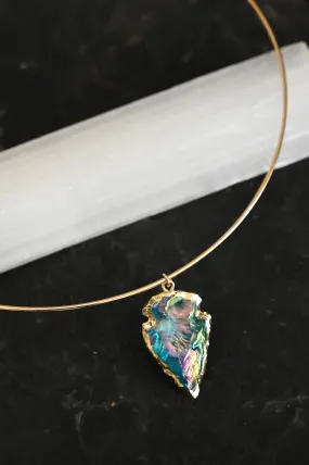 Good Energy Blue Aura Quartz Gold Necklace