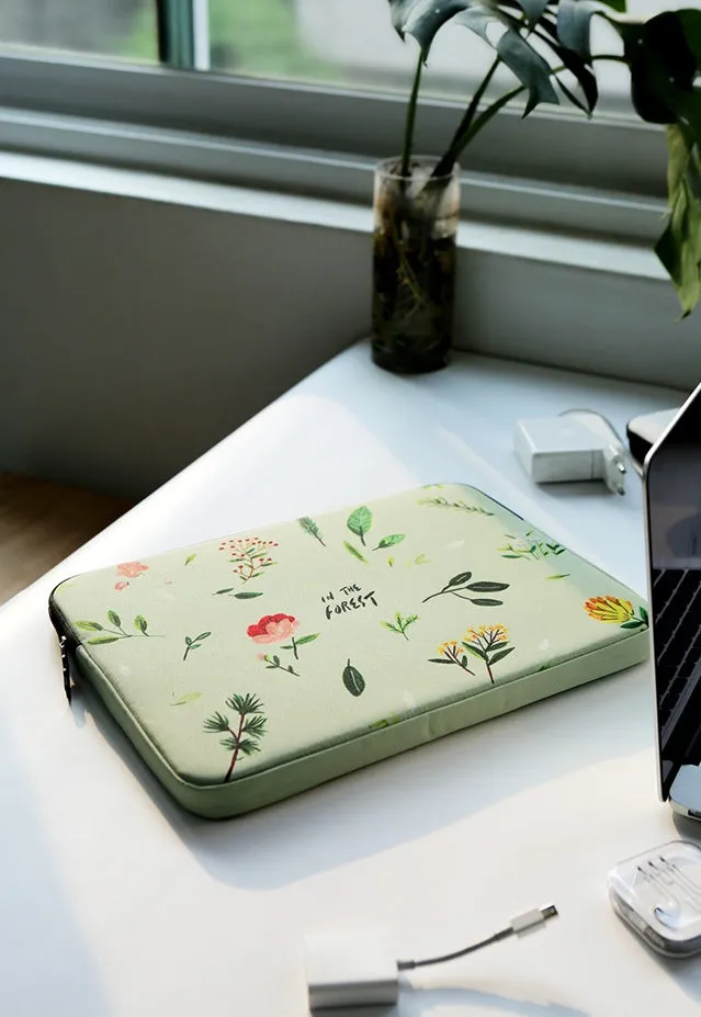 Green Forest Graphic Laptop Sleeves iPad 11 13 15inch Fitted Cases Pouches Protective Covers Purses Handbags Square Cushion Designer School Collage Office Lightweight