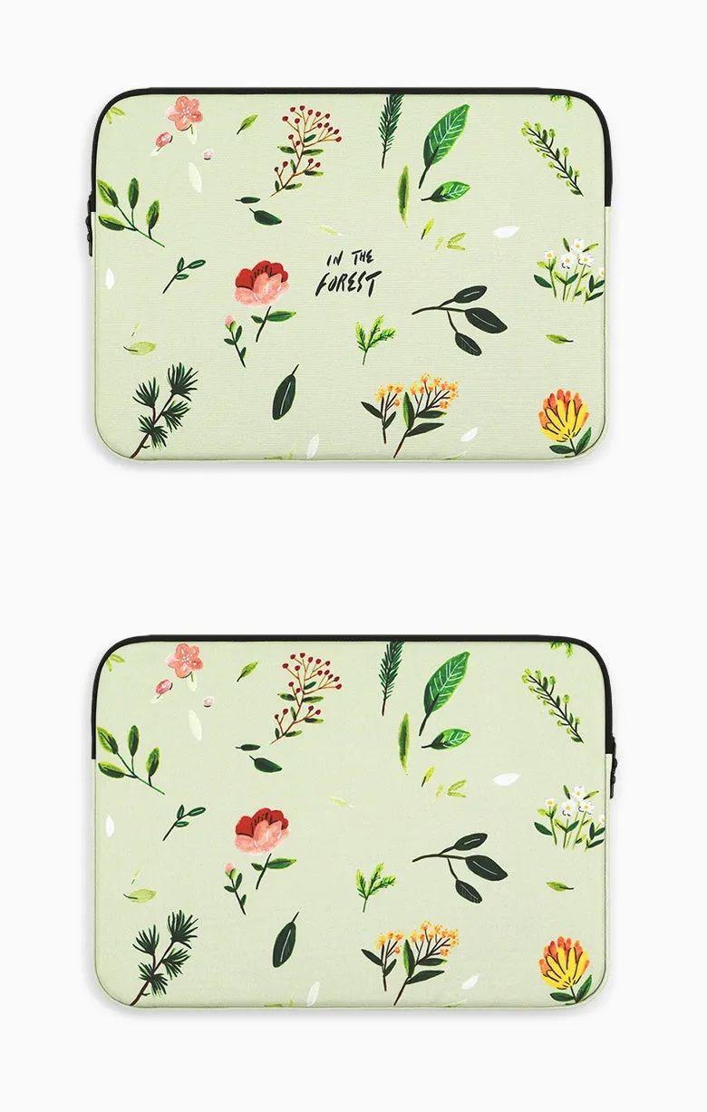 Green Forest Graphic Laptop Sleeves iPad 11 13 15inch Fitted Cases Pouches Protective Covers Purses Handbags Square Cushion Designer School Collage Office Lightweight