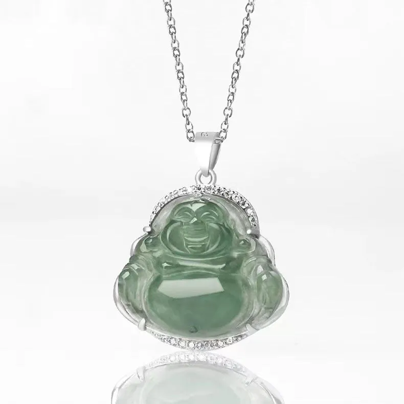 Green Jade Laughing Buddha Chain