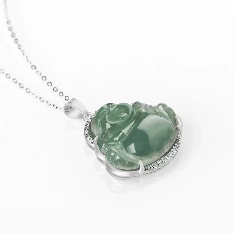 Green Jade Laughing Buddha Chain