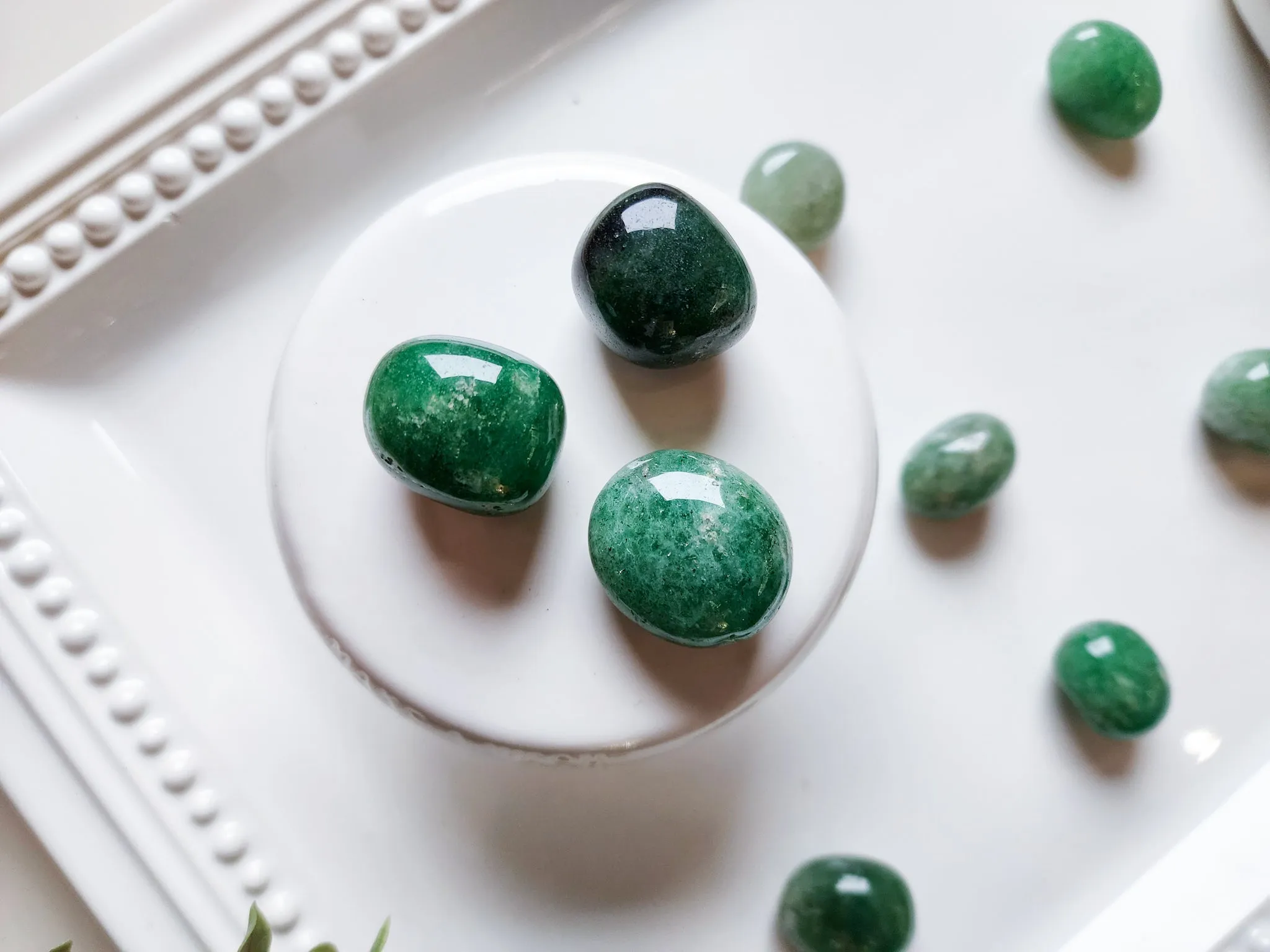 Green Strawberry Quartz Round Tumble