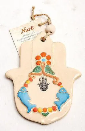 Hamsa Hand Wall Hanging Evil Eye Kabbalah Luck New Ceramics from holy land #04