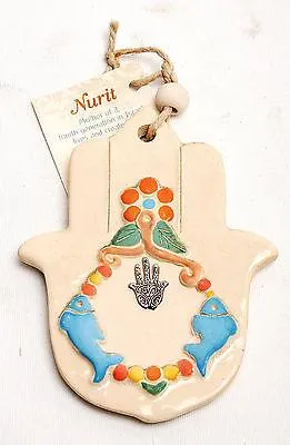 Hamsa Hand Wall Hanging Evil Eye Kabbalah Luck New Ceramics from holy land #04