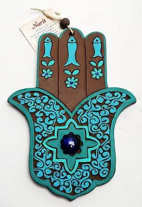 Hamsa Hand Wall Hanging Evil Eye Kabbalah Luck New Ceramics from holy land #625