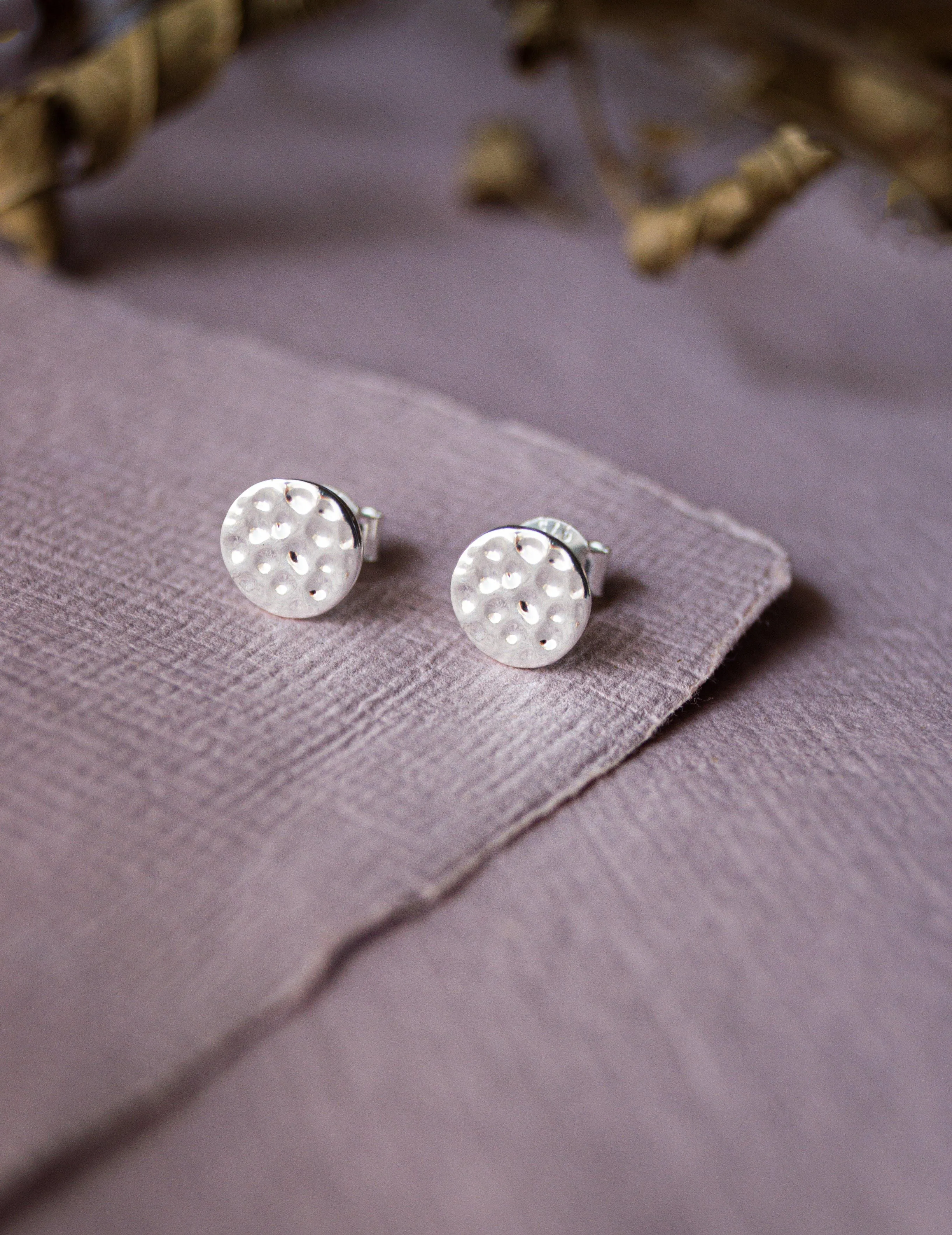 Hand Beaten Classic Mini Sterling Silver Stud Earrings