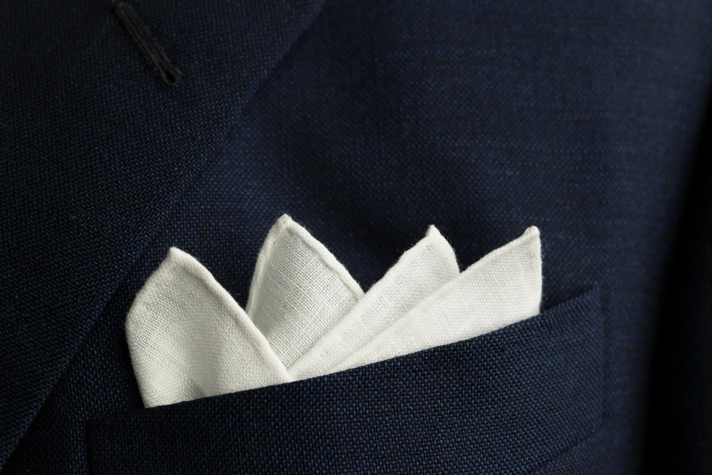 Hand-Embroidered Initial Q White Linen Pocket Square