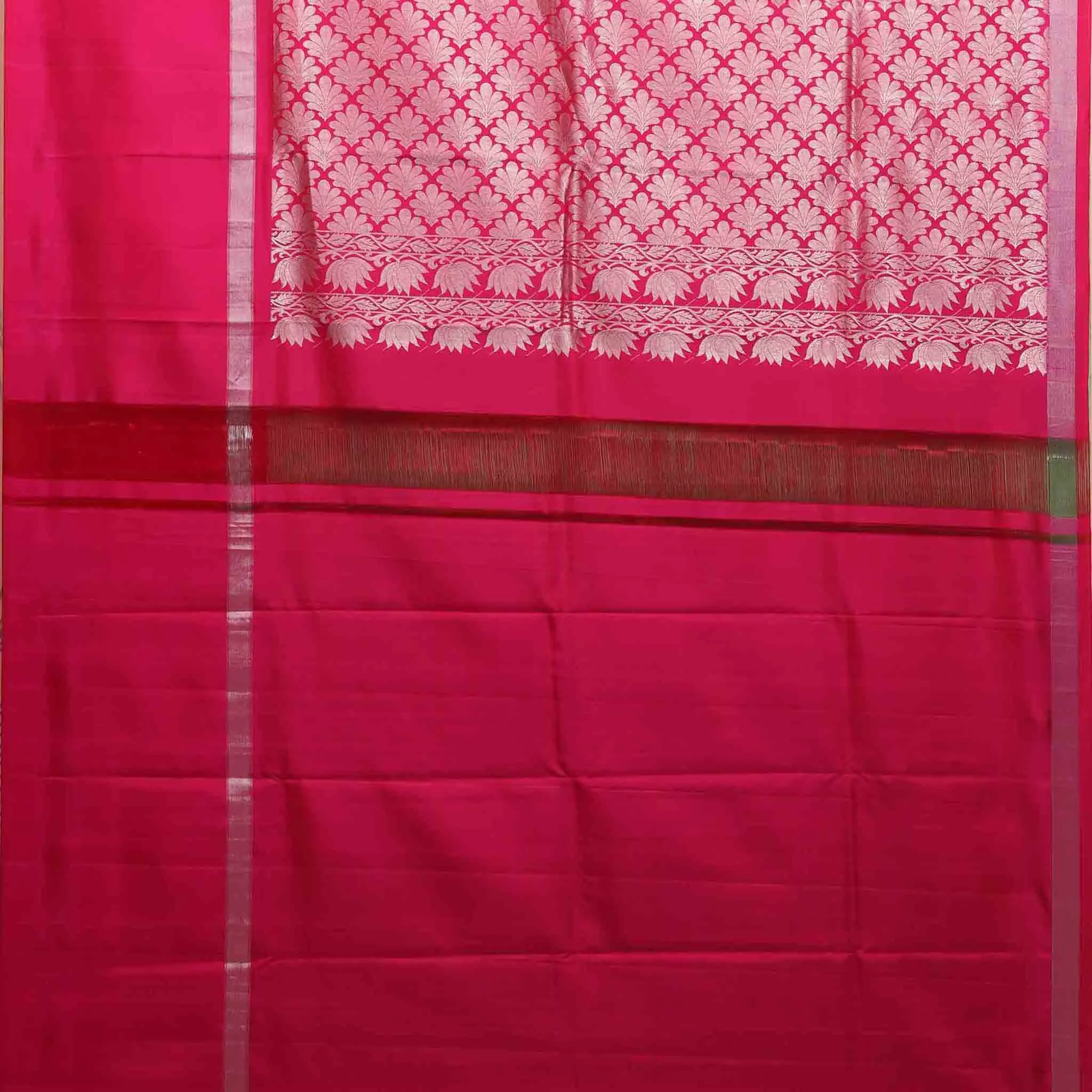 Handwoven Green with Pink Kanjivaram Silk Saree - 191N007432DSA