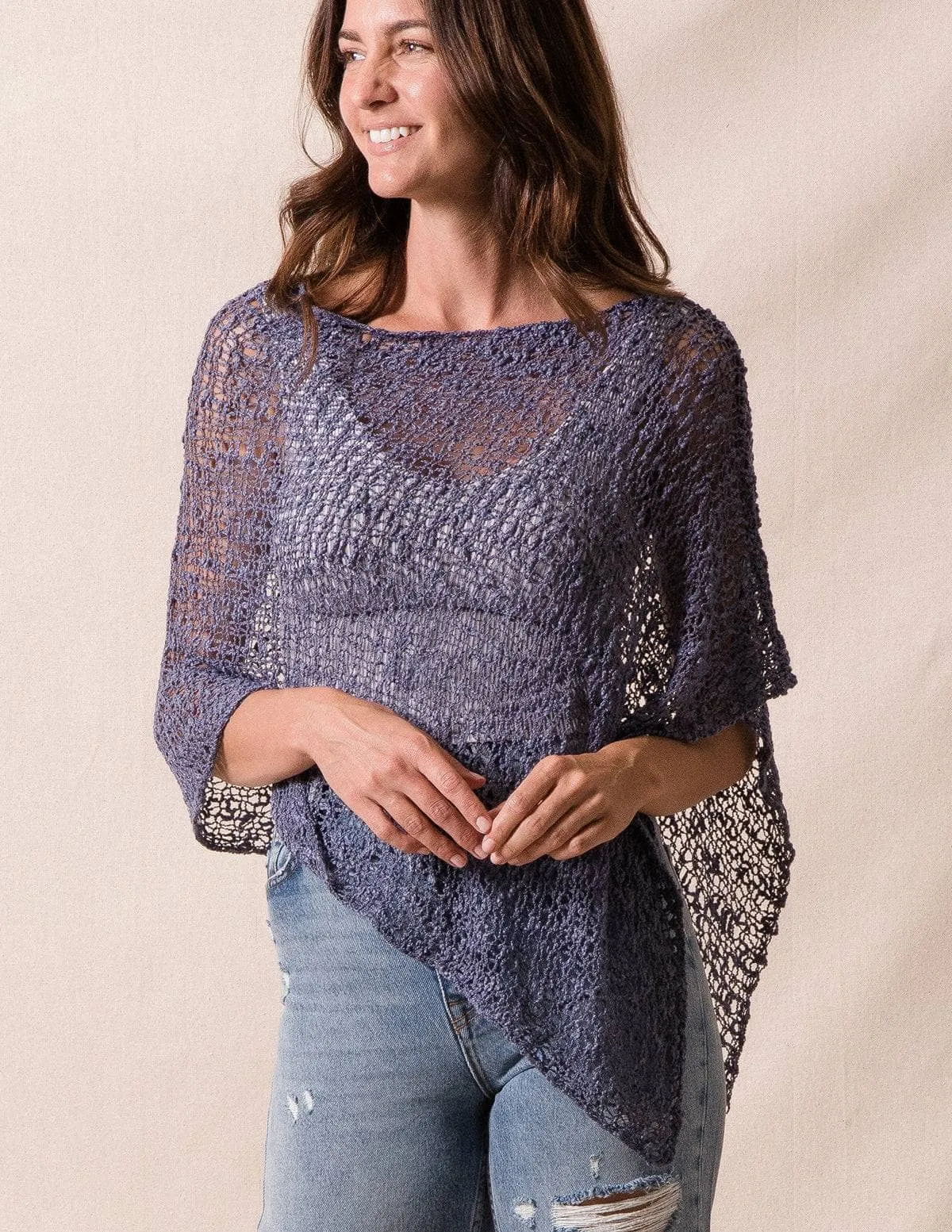 Handwoven Riva Knit Poncho - As-Is-Clearance