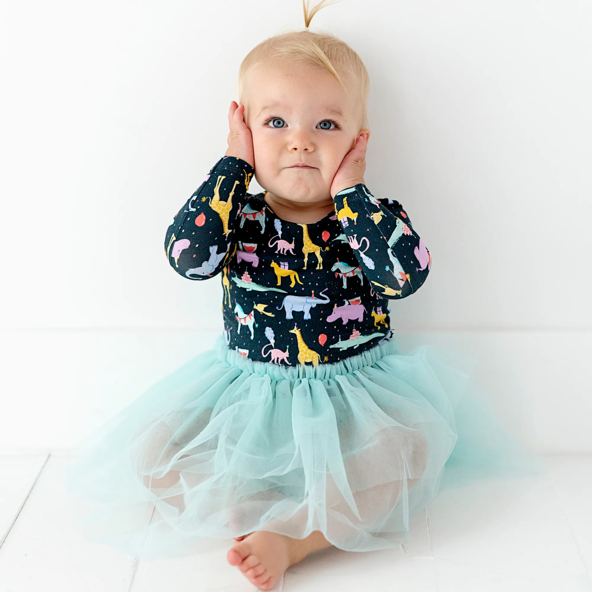 Hippo, Hippo, Hooray! Baby Dress With Tulle