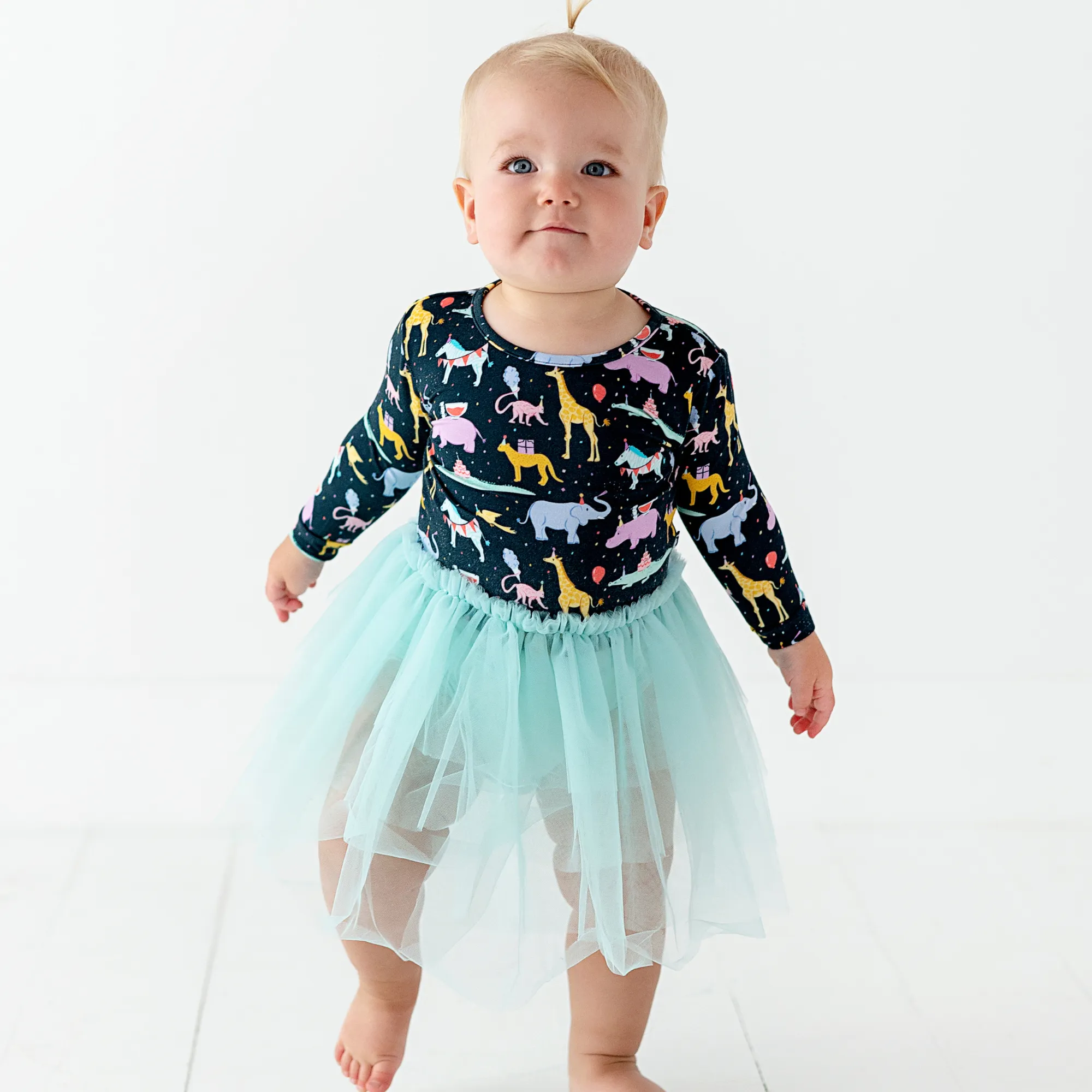 Hippo, Hippo, Hooray! Baby Dress With Tulle