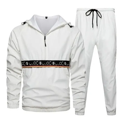 Hooded Sweatsuit Style Tracksuit - White