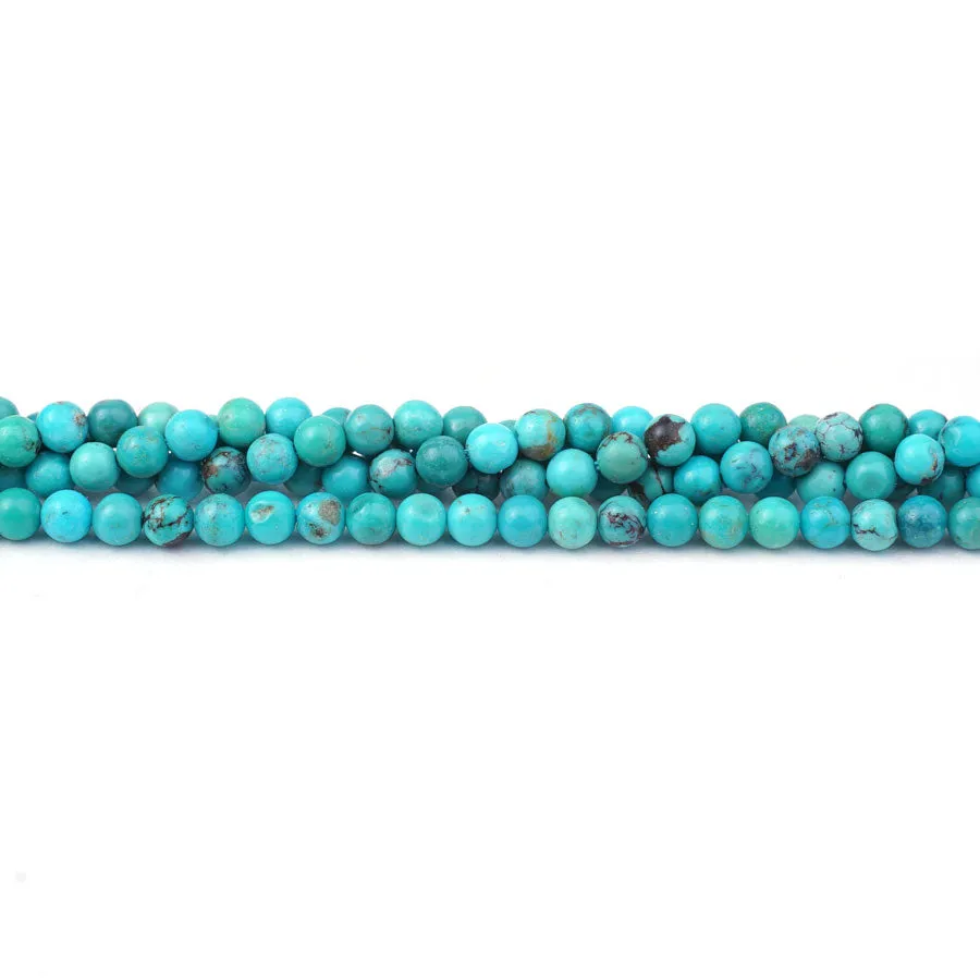 Hubei Turquoise 4mm Round AA Grade - 15-16 Inch