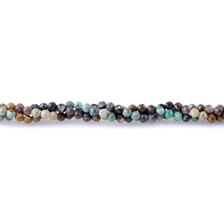 Hubei Turquoise Banded Blue/Brown/Black 4mm Round Faceted - 15-16 Inch