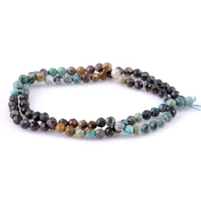 Hubei Turquoise Banded Blue/Brown/Black 4mm Round Faceted - 15-16 Inch