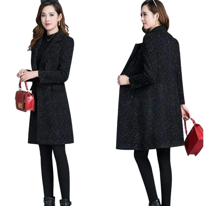 JASMINE Design Women's Fine Fashion Elegant Black Luxury Style Wool Coat Jacket