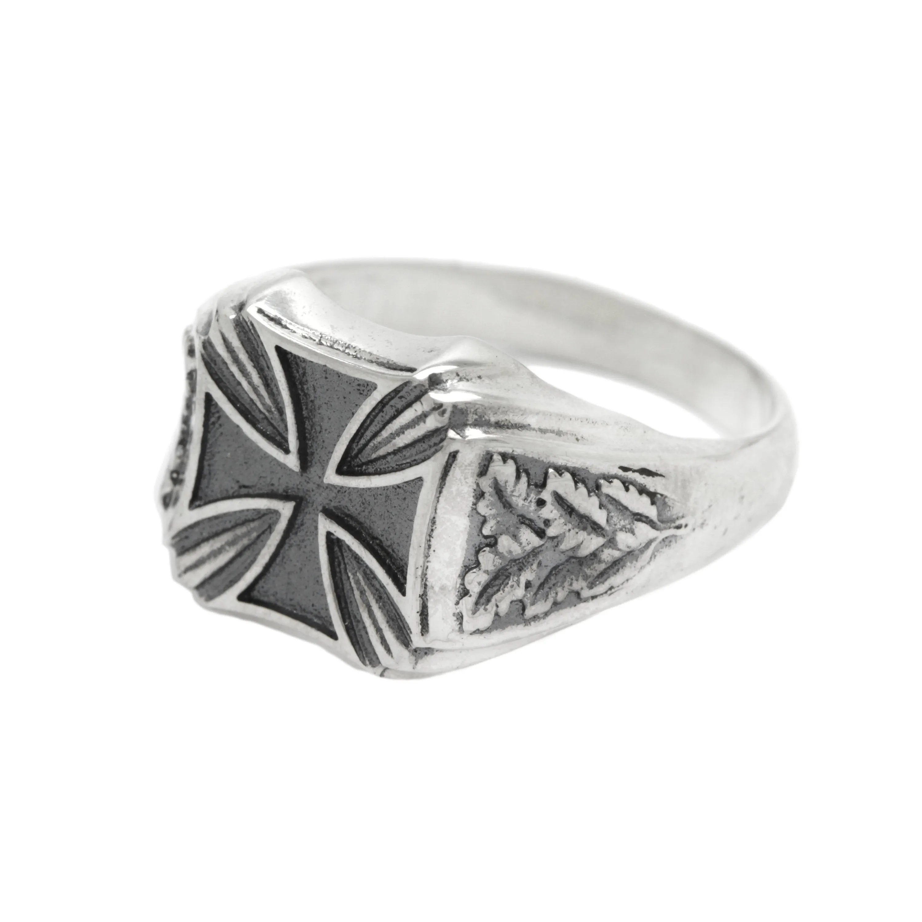 Knight's Iron Cross and Ouk leaves Huge and Heavy Men`s Sterling Silver Signet Ring