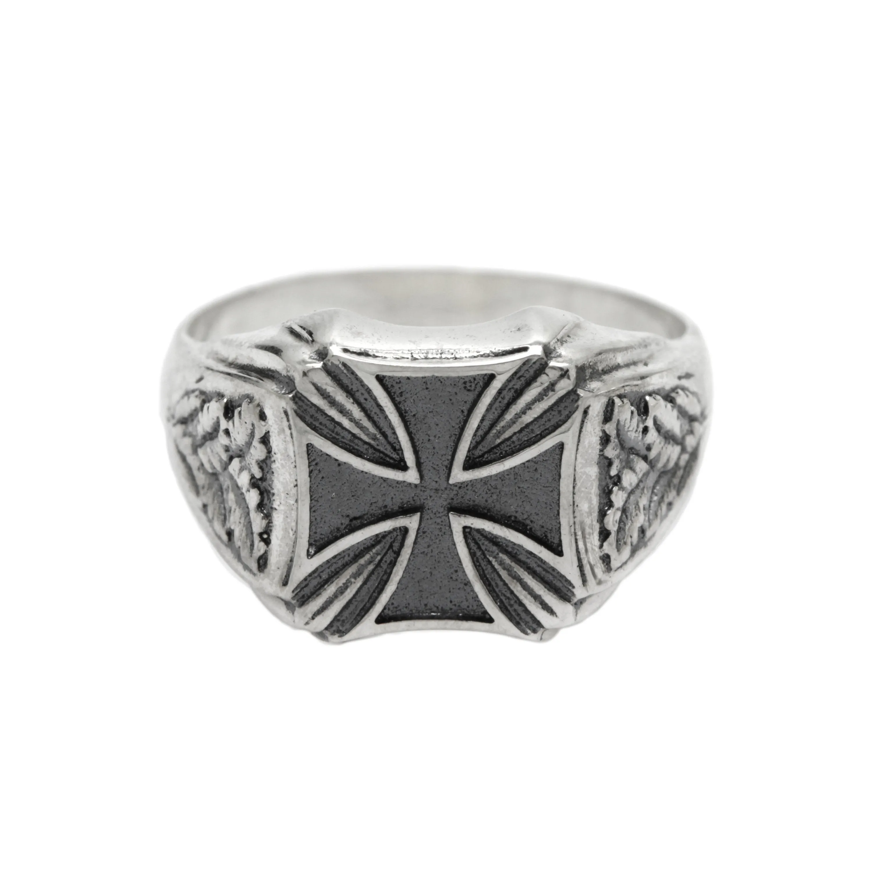 Knight's Iron Cross and Ouk leaves Huge and Heavy Men`s Sterling Silver Signet Ring