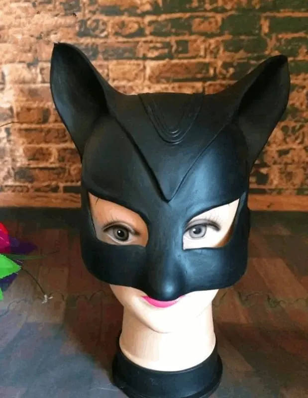 Ladies Latex Style Cat Lady Mask with Pointed Ears in Eco-friendly Latex