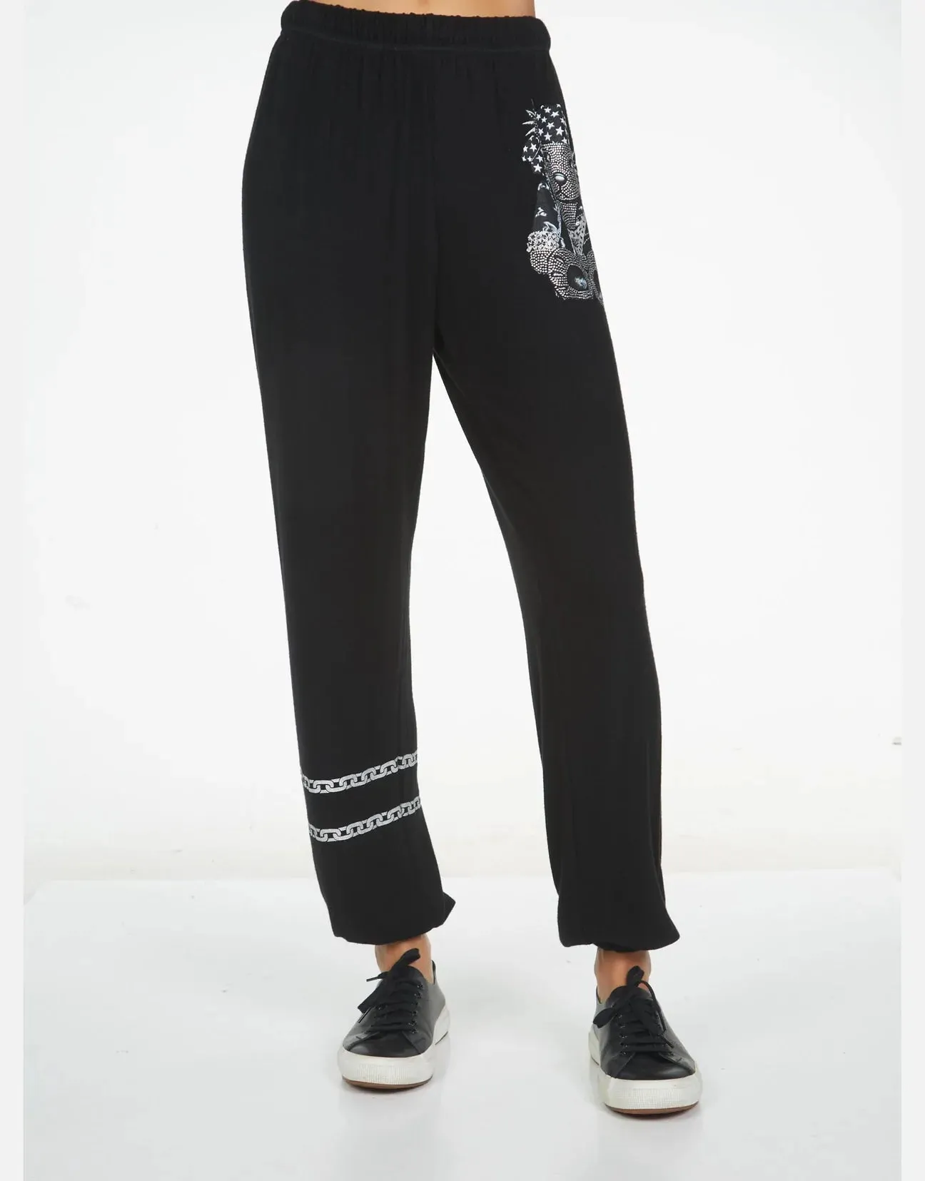 Lauren Moshi Tanzy Crystal Rocker Teddy Sweatpants