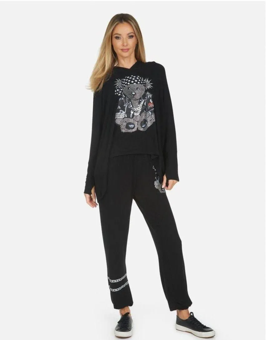 Lauren Moshi Tanzy Crystal Rocker Teddy Sweatpants