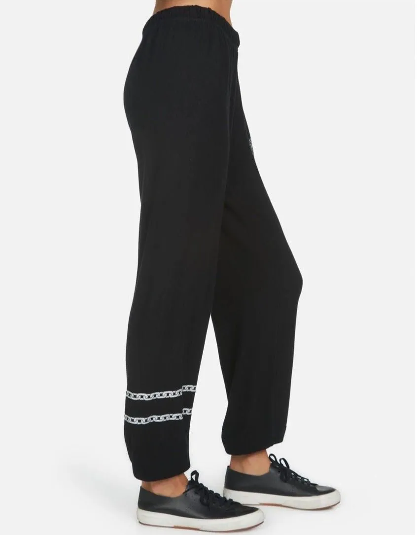 Lauren Moshi Tanzy Crystal Rocker Teddy Sweatpants