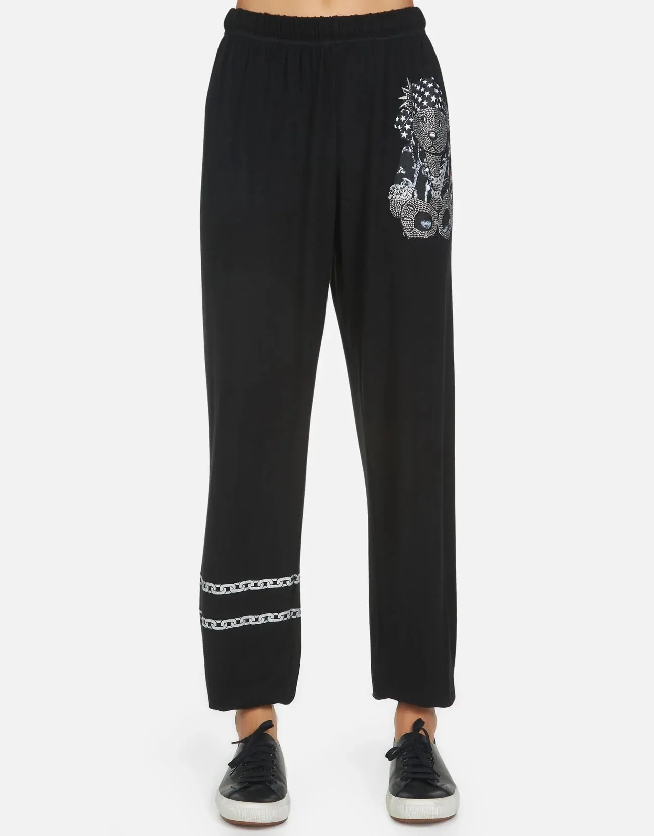 Lauren Moshi Tanzy Crystal Rocker Teddy Sweatpants