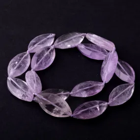 Lavender Amethyst 11x23-18x31mm Faceted Horse Eye - 15-16 Inch