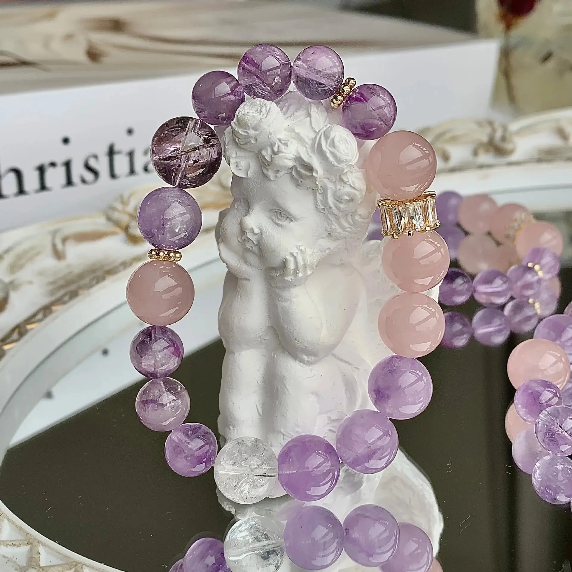 Lavender Rose Quartz Azeztulite Bracelet