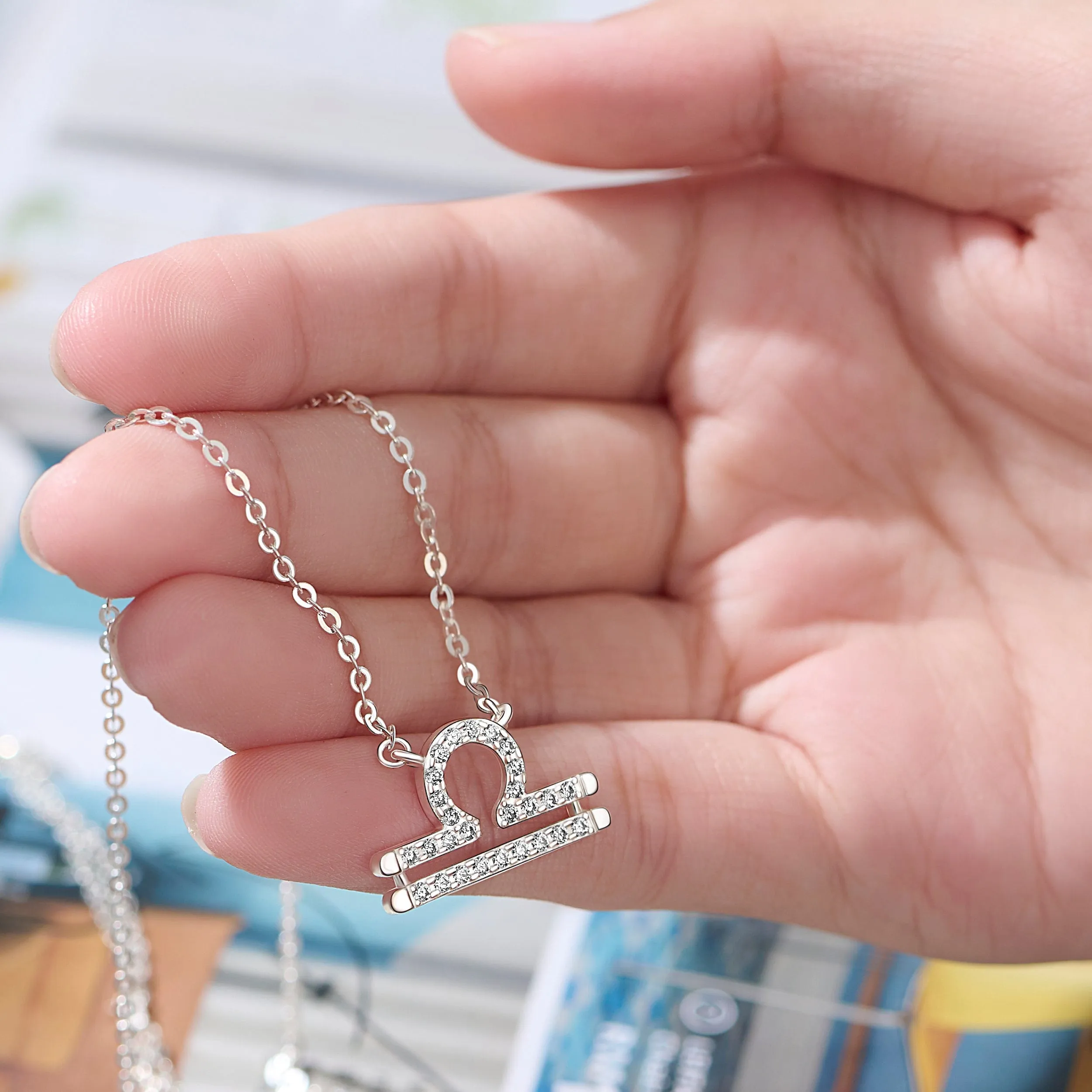 Libra Zodiac Necklace Silver Constellation Horoscope