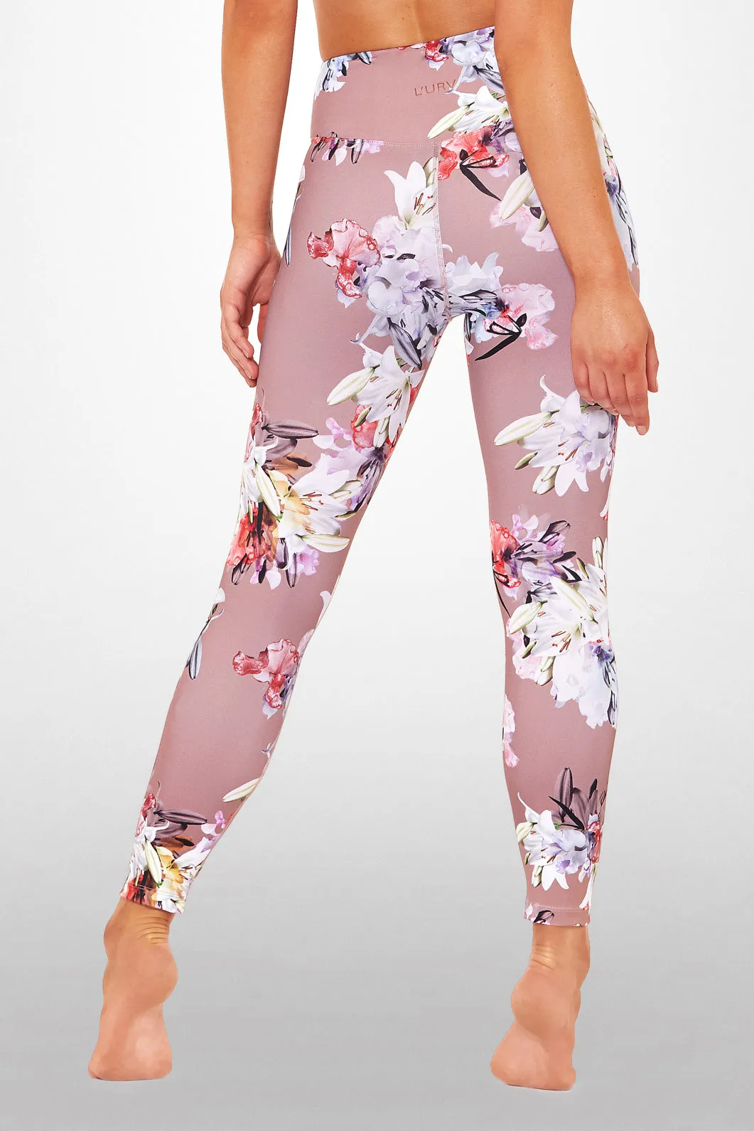 Lily Floral 7/8 Legging - Dusty rose