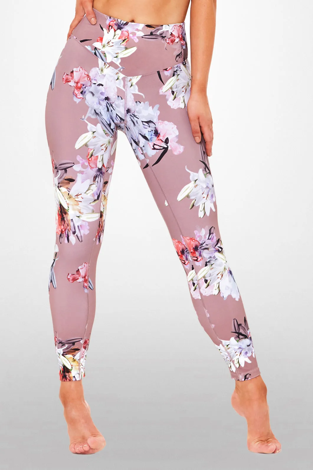 Lily Floral 7/8 Legging - Dusty rose