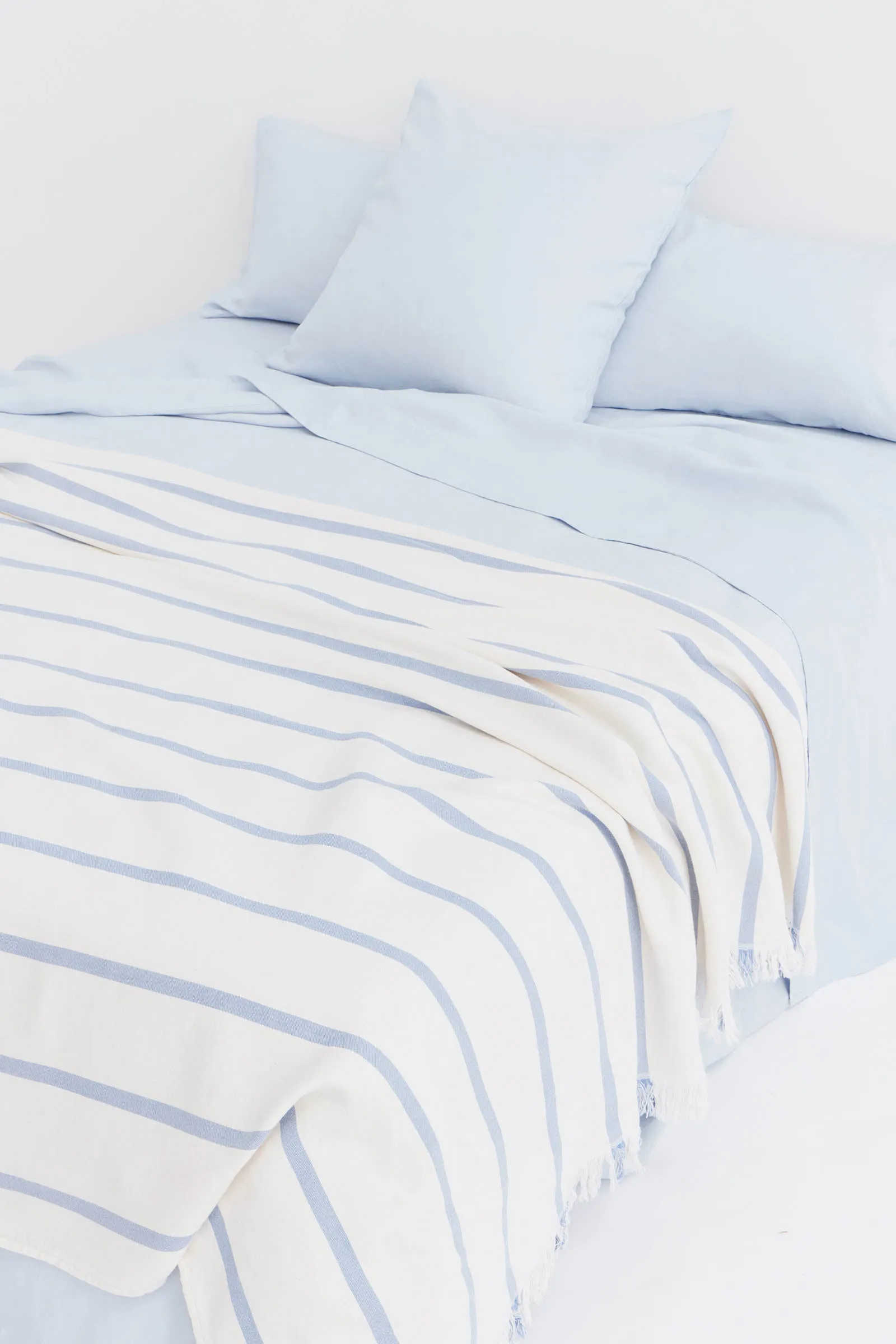 Linen Flat Sheet Blue Haze