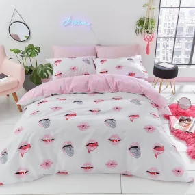 Lip Service Duvet Cover Set - Pink