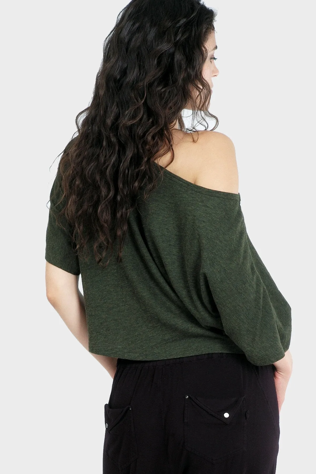 Lumi Organic Crop Top Dark Green