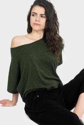 Lumi Organic Crop Top Dark Green