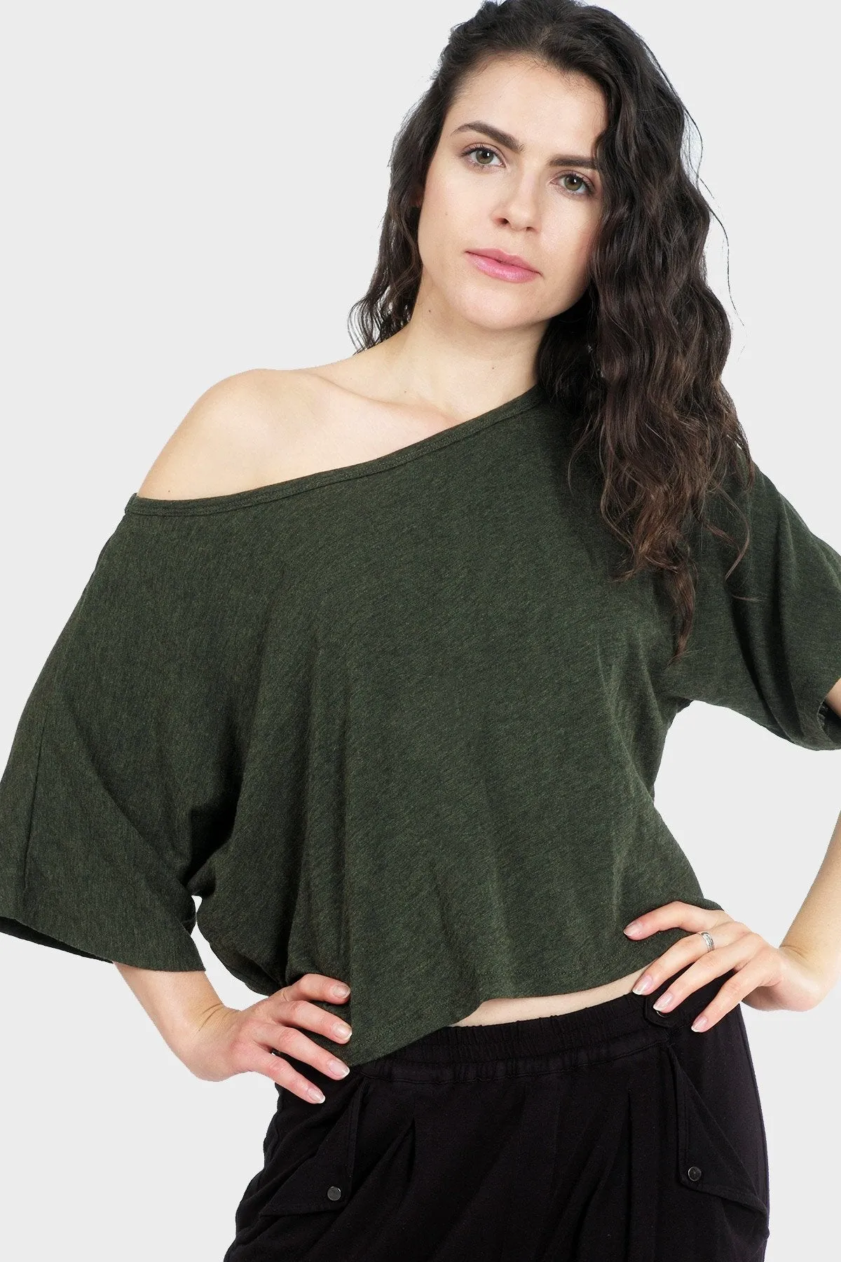 Lumi Organic Crop Top Dark Green