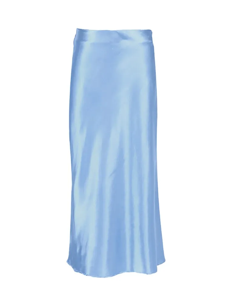 Luxurious Solid Satin Silk Skirt