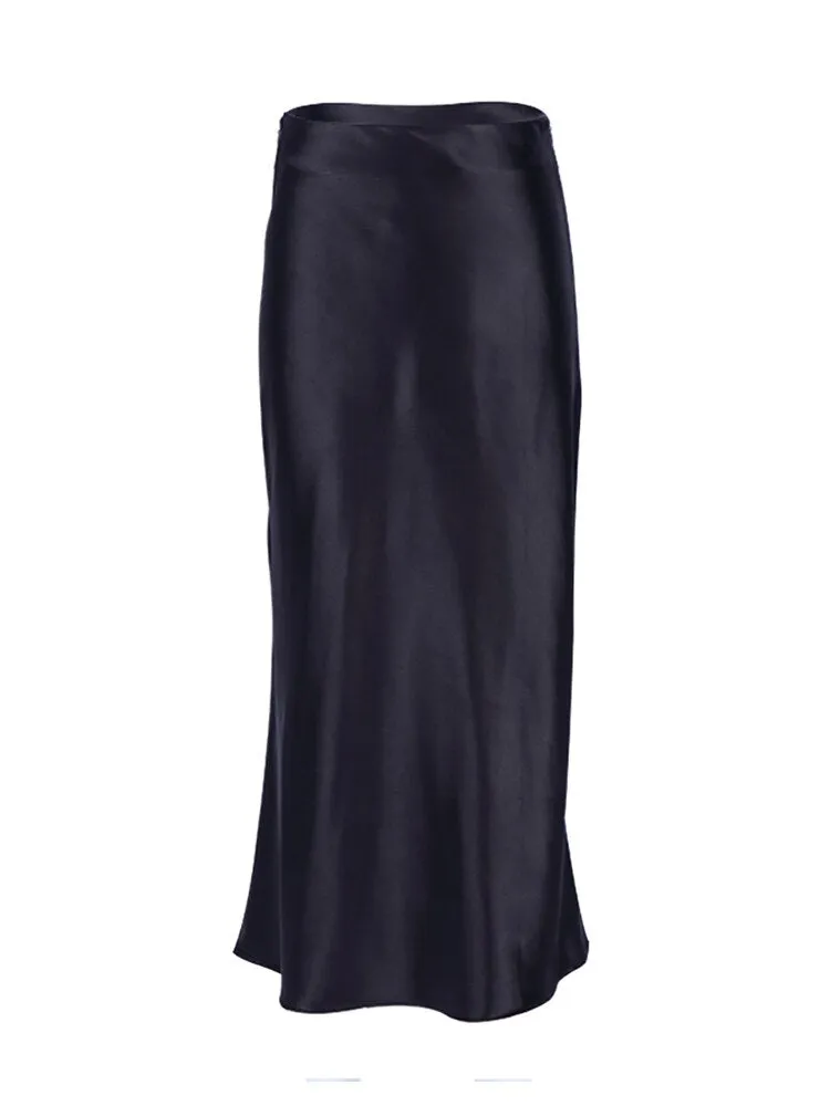 Luxurious Solid Satin Silk Skirt