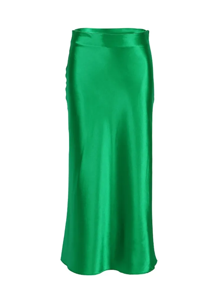 Luxurious Solid Satin Silk Skirt