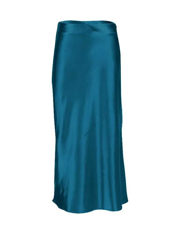 Luxurious Solid Satin Silk Skirt