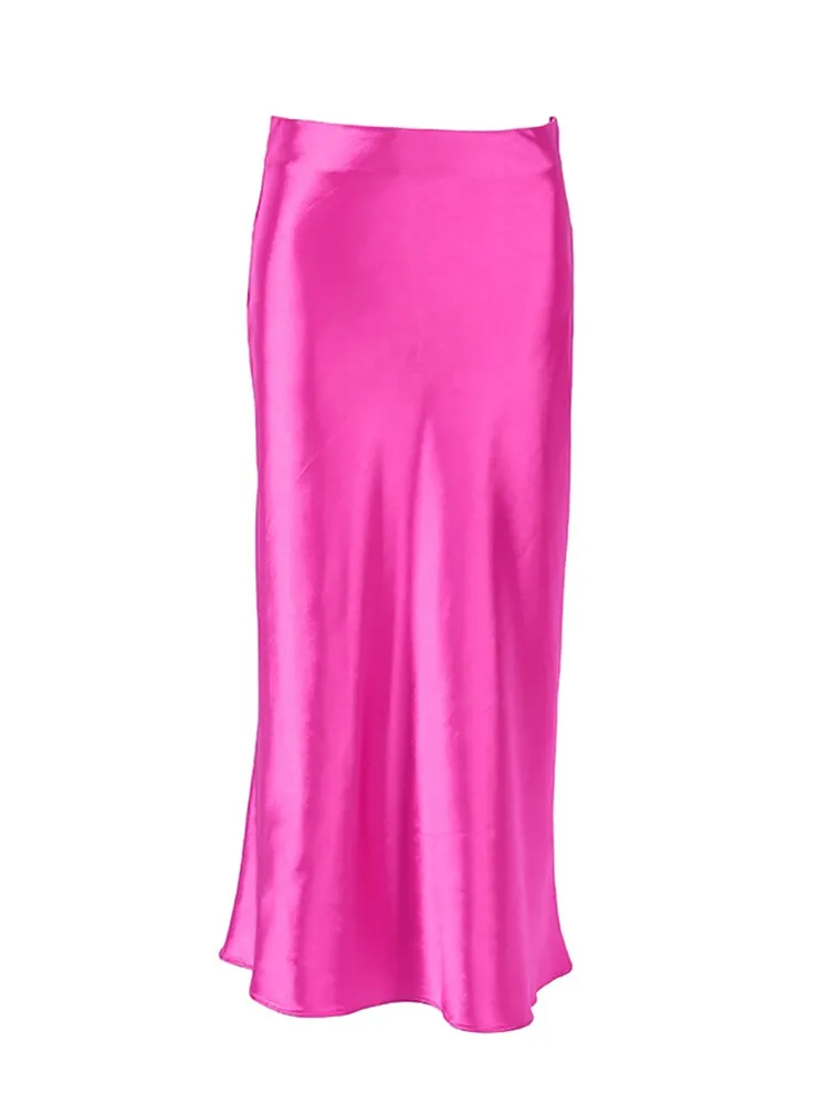 Luxurious Solid Satin Silk Skirt