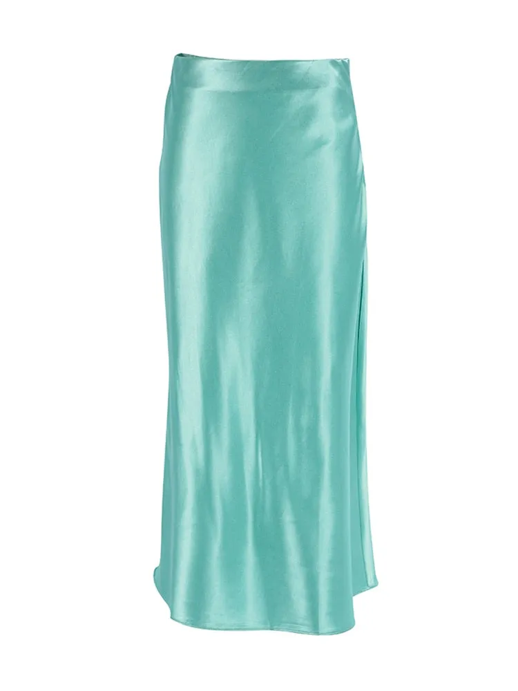 Luxurious Solid Satin Silk Skirt