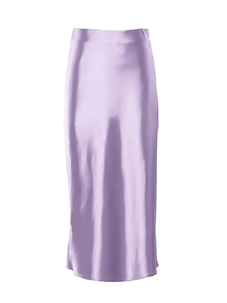 Luxurious Solid Satin Silk Skirt