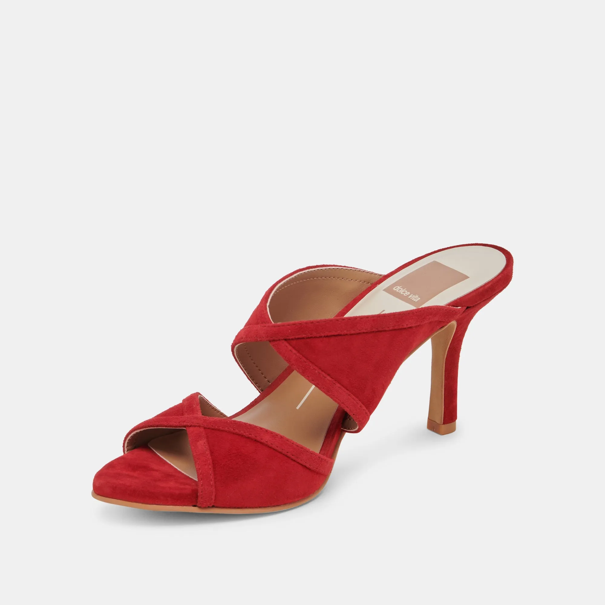 MANDEL HEELS CRIMSON SUEDE