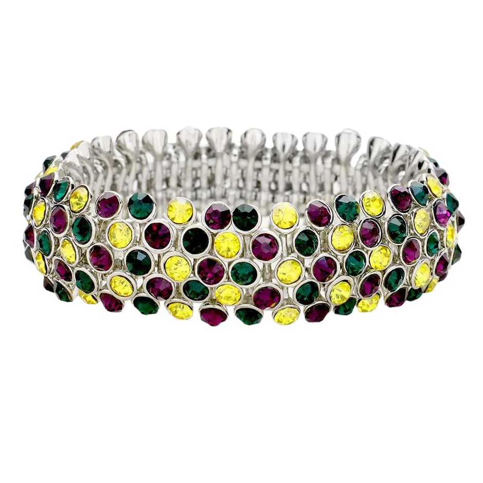 Mardi Gras Bubble Stone Stretch Evening Bracelet