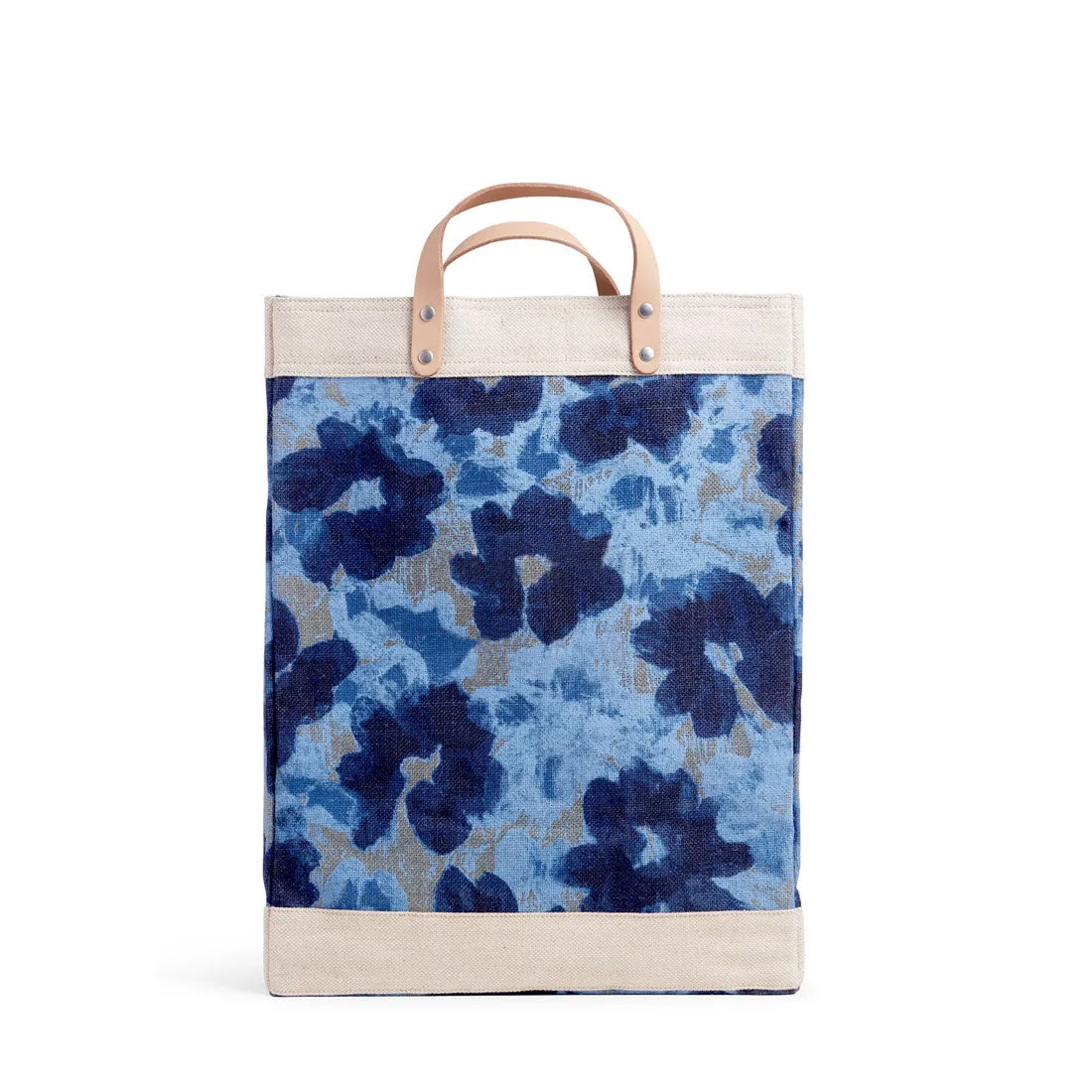 Market Bag in Indigo Bloom by Liesel Plambeck with Monogram