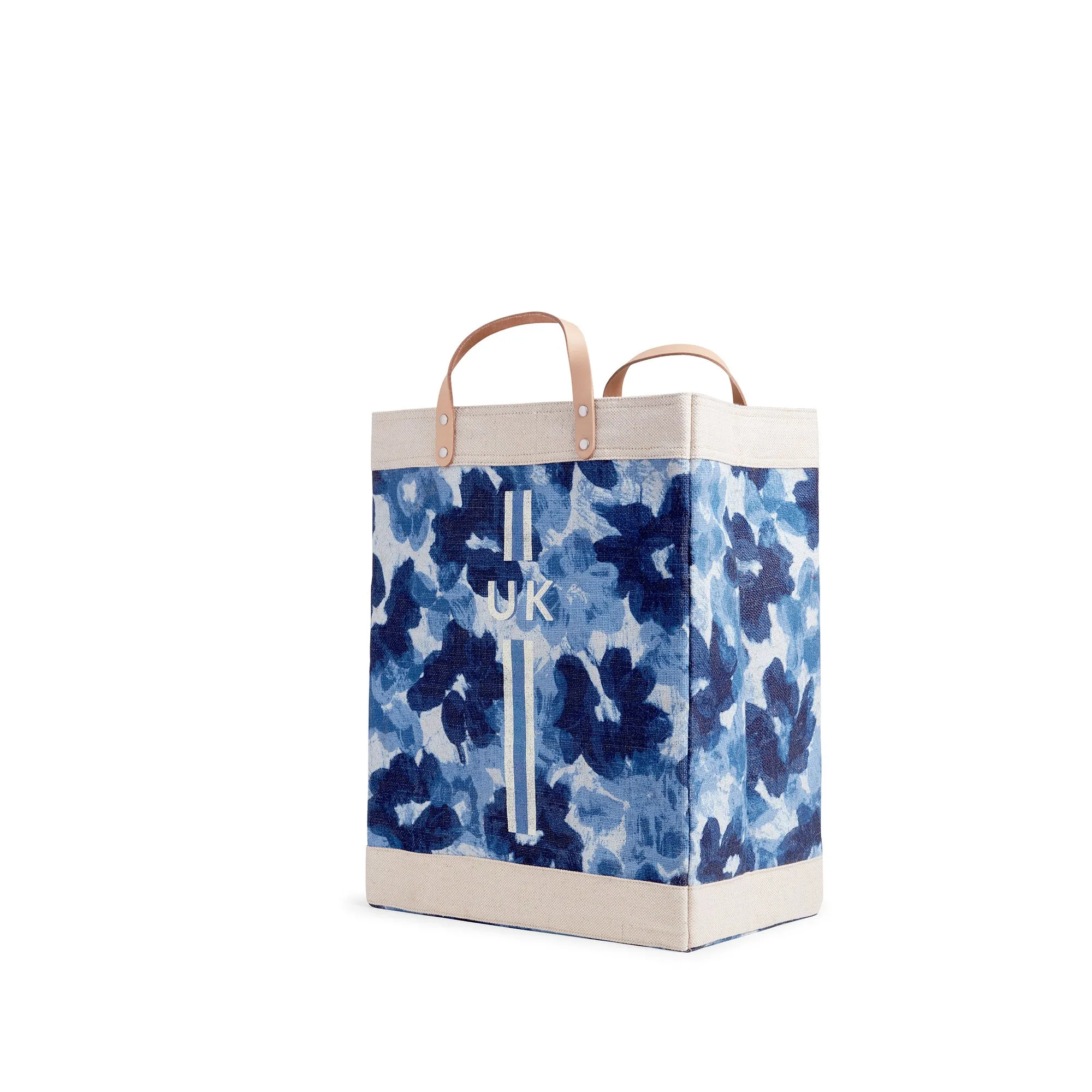 Market Bag in Indigo Bloom by Liesel Plambeck with Monogram