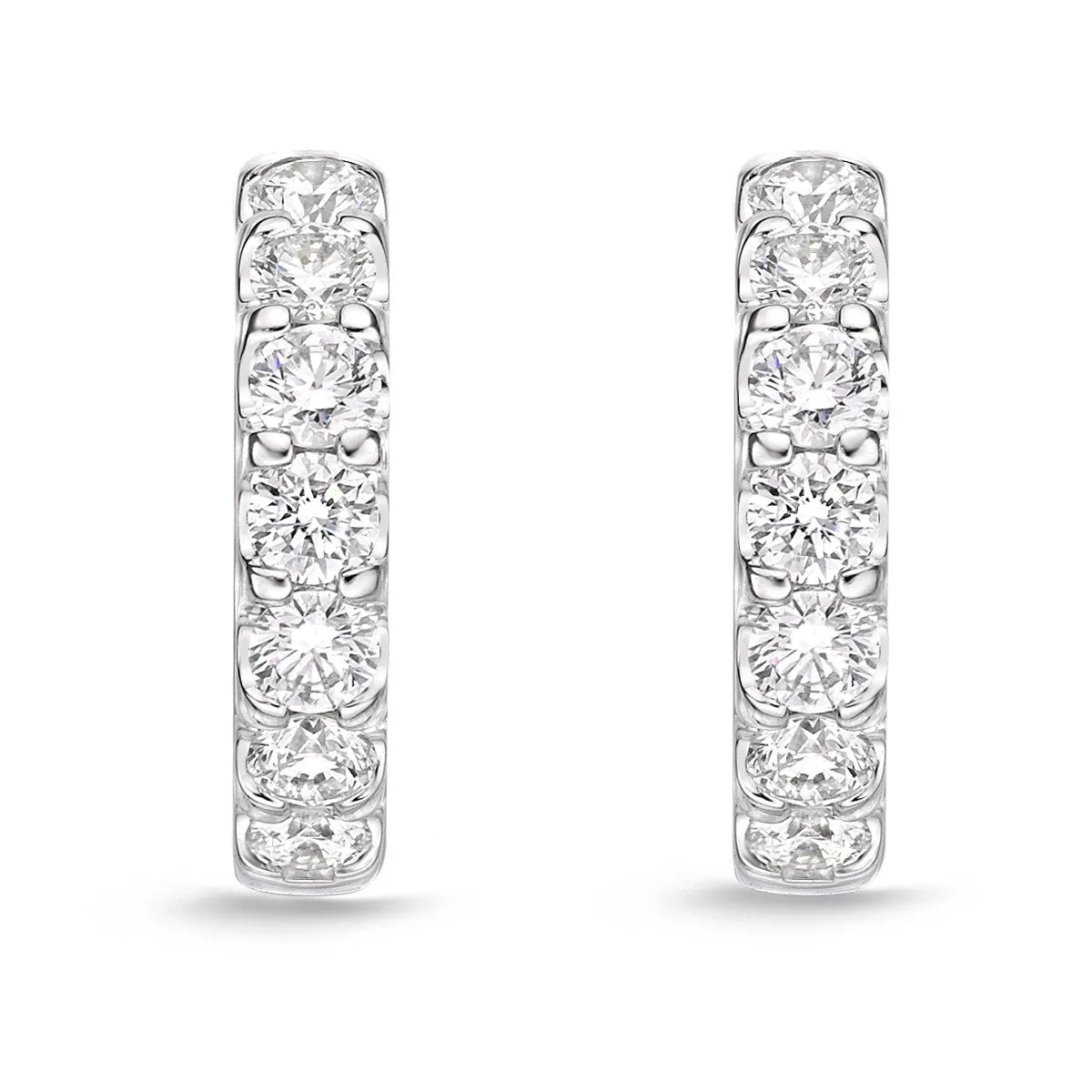 Memoire 18k White Gold 12MM Odessa Diamond Hoop Earrings