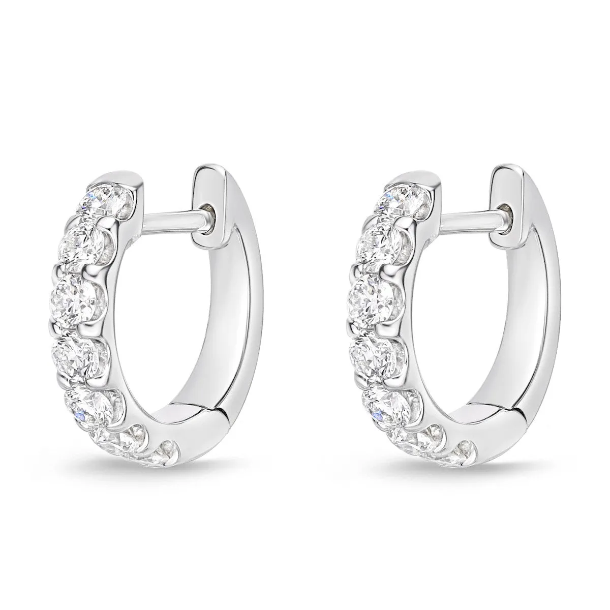 Memoire 18k White Gold 12MM Odessa Diamond Hoop Earrings